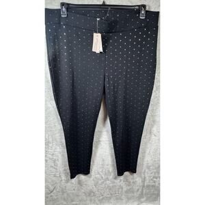 Philosophy NEW Womens Sz 3X Pull On Pants Black Silver Dots Skinny Stretch Ankle